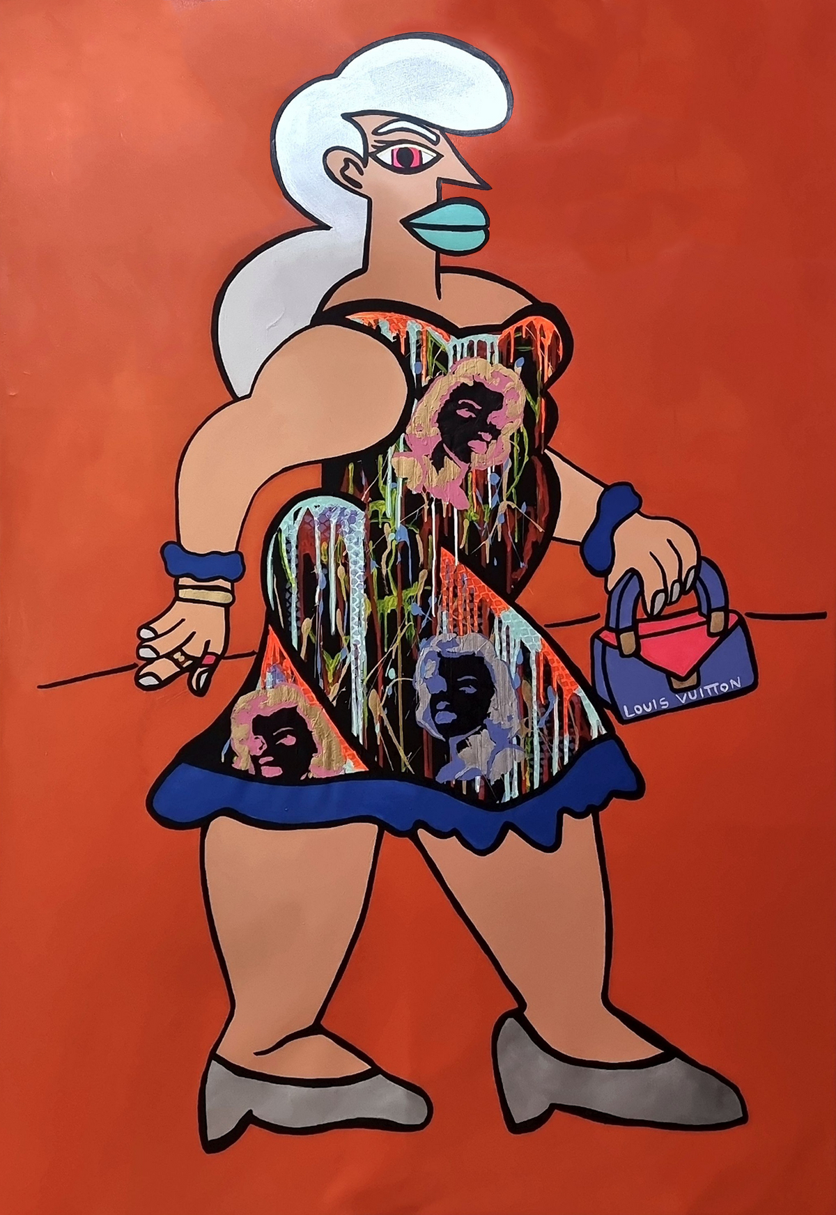 Mujer con la cartera de LV, artwork by Raúl Blisniuk